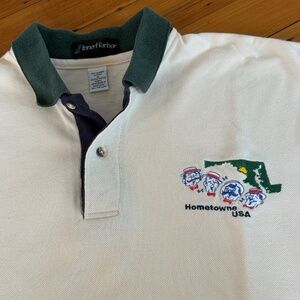 VTG Inner Harbor Polo S/S Combed Cotton Hometowne USA Cream Green Men's XL Shirt